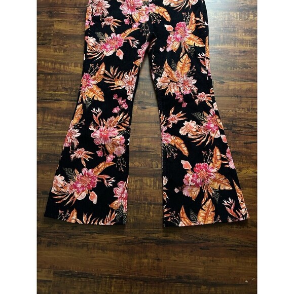 No Boundaries Size XL High Rise Floral Cord Flare Leg Jeans Whimsigoth Cottage - Picture 2 of 10